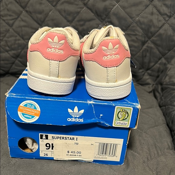 Adidas Kids Superstar Sneakers - Cream and Pink - Picture 3 of 3